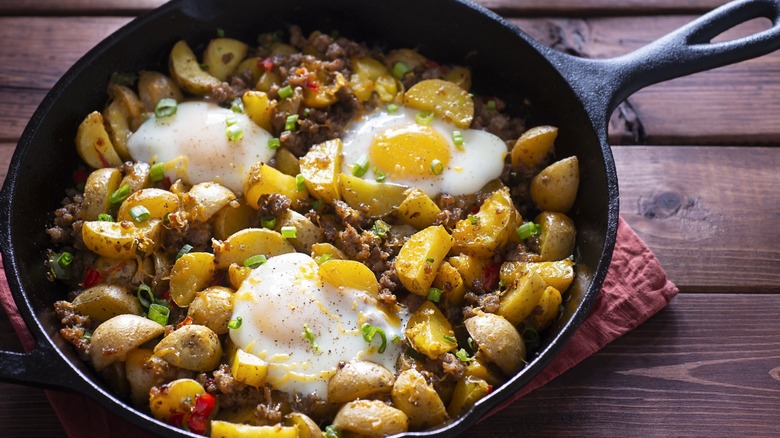 Breakfast potatoes with eggs