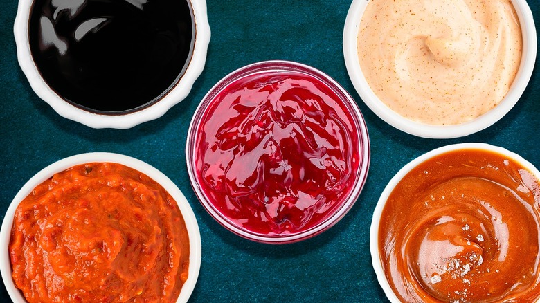 Different sauces in bowls