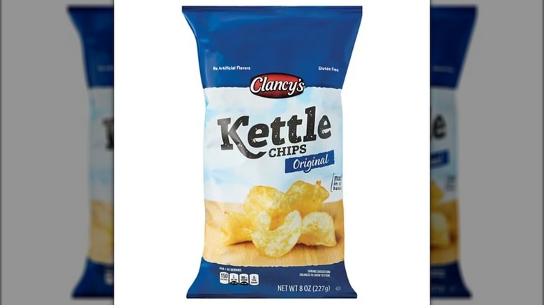 Clancy's original kettle chips with a white background