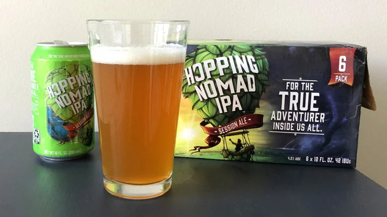 Hopping Nomad session IPA in a glass