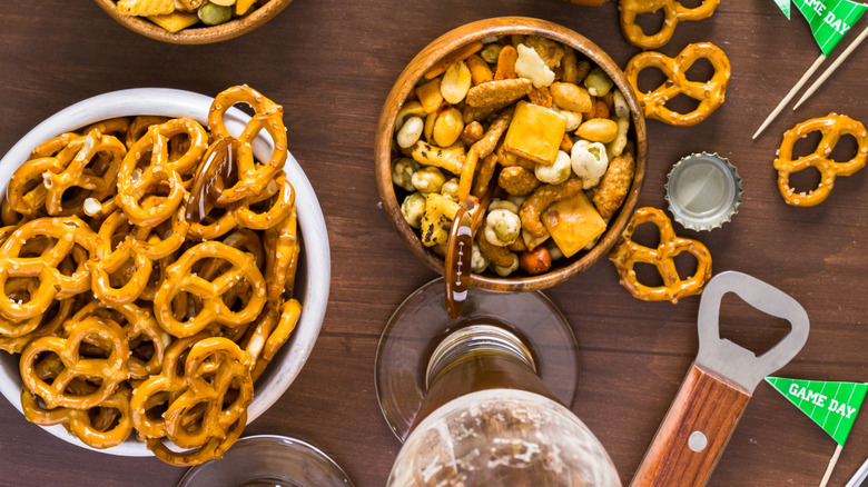 Appetizers on the table for the football party