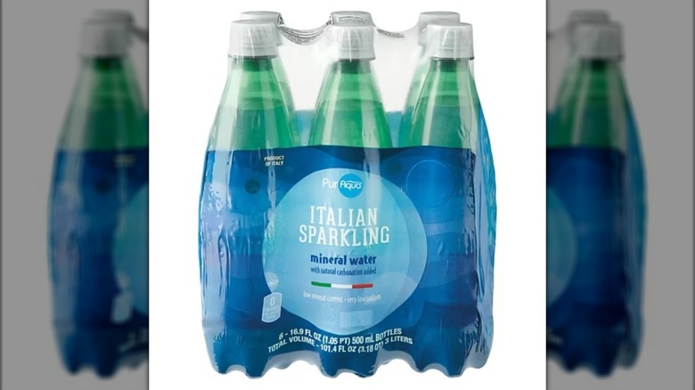 PurAqua sparkling mineral water with white background