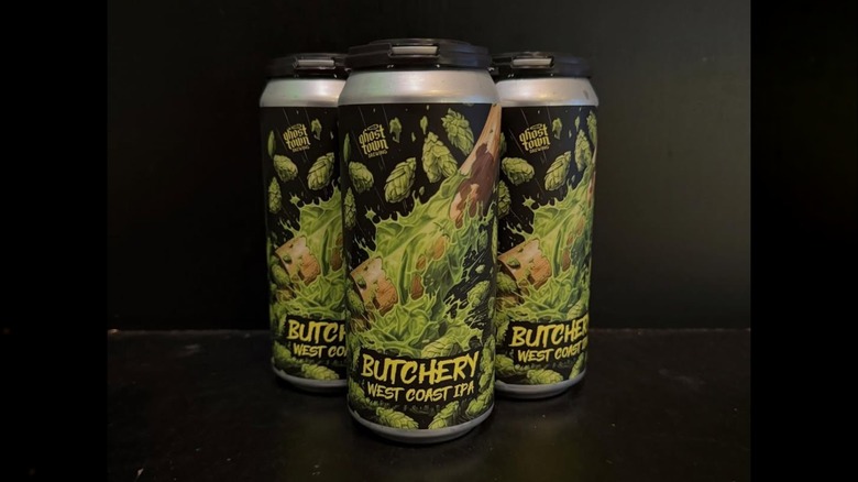 Three cans of Ghost Town Brewing's Butchery beer