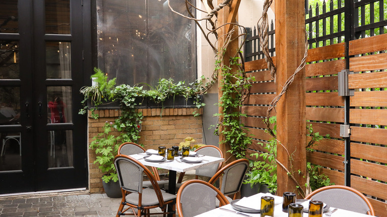 tables outside at Osteria