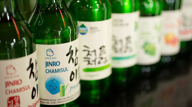 Soju bottles lined up