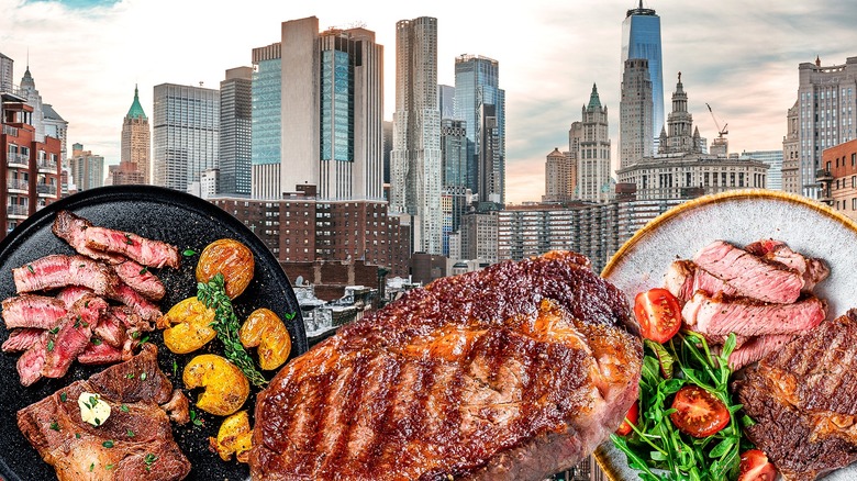 Steaks against a NYC backdrop