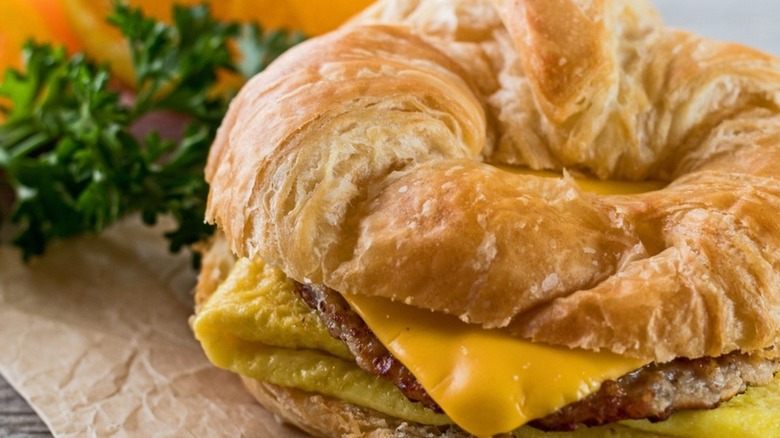 Burger King Sausage, Egg, and Cheese Croissan'Wich Copycat close up
