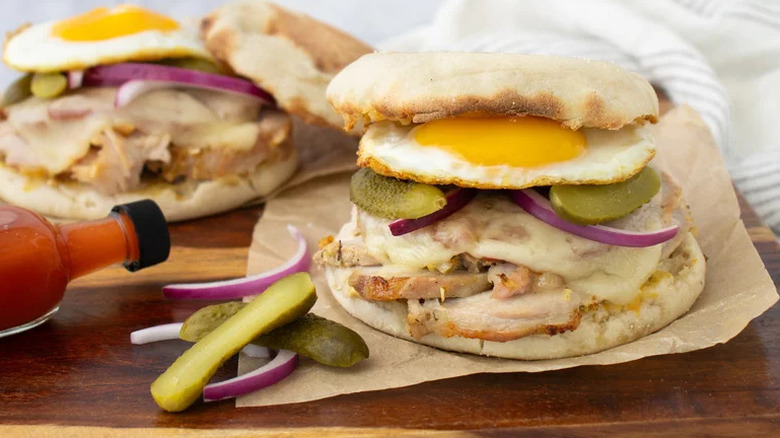 Cuban-Style Breakfast Sandwiches on parchment paper