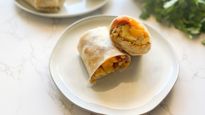 Breakfast Burrito on white plate