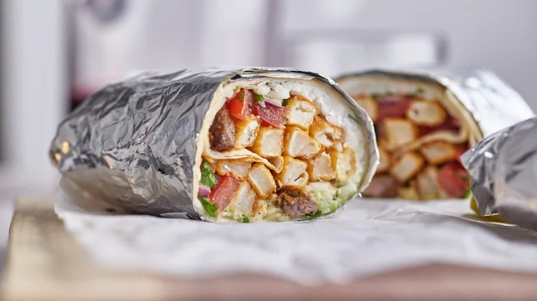 California-Style Carne Asada Burrito wrapped in foil