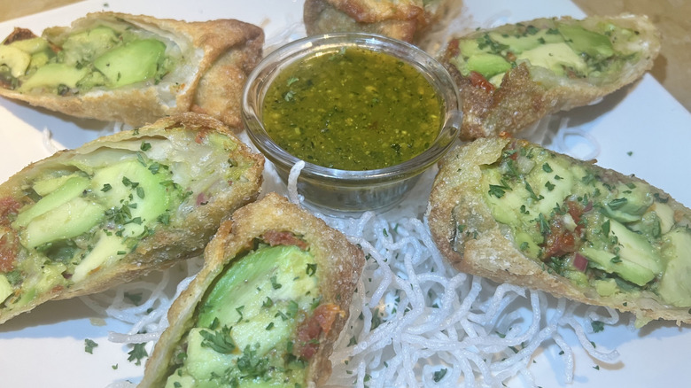 Close up view of Avocado Eggrolls