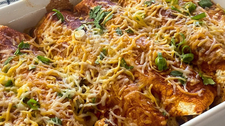 Easy Black Bean Enchiladas in baking dish