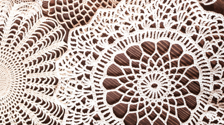 lace doilies on table