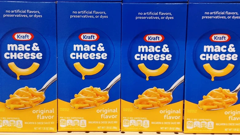 Boxes of Kraft mac and cheese