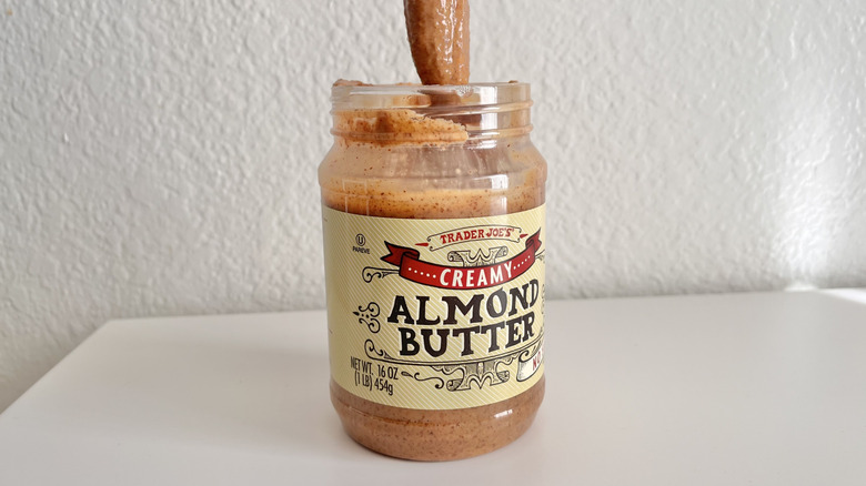 Open container of Creamy Almond Butter from Trader Joe's