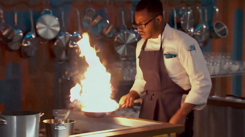 Top Chef: Last Chance Kitchen contestant cooking