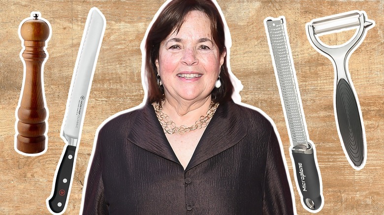Ina Garten smiling with kitchen tools