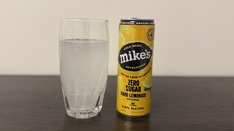 Original Zero Sugar Mike's Hard Lemonade in a glass and a can.