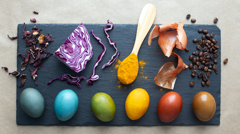 colored eggs with dye sources 
