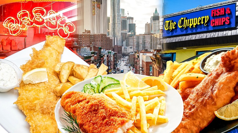 fish and chips skyline composite image
