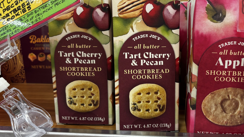 Trader Joe's tart cherry pecan shortbread cookie boxes