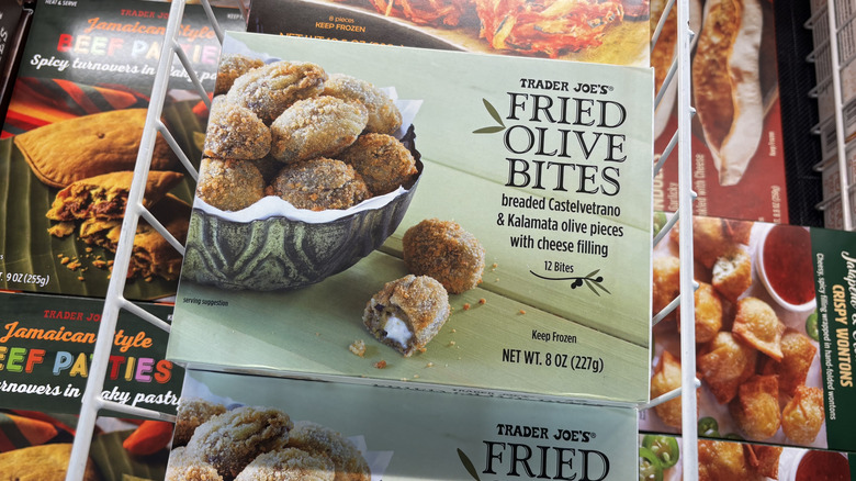 Trader Joe's fried olive bites box