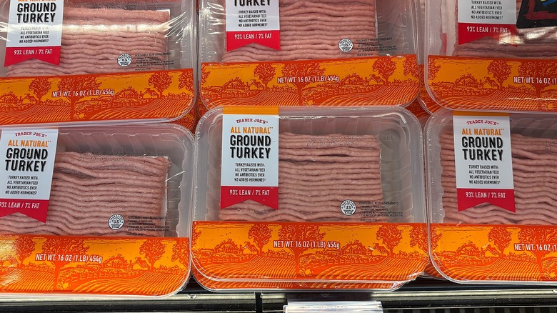 Packages of Trader Joe's ground turkey in store