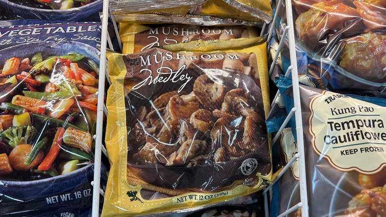 Trader Joe's frozen mushroom medley in store freezer