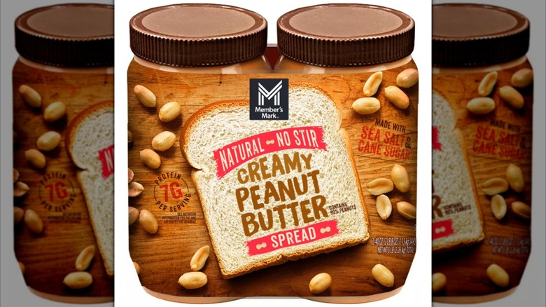 Two jars of peanut butter with bread image on packaging