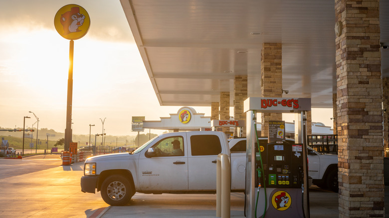 truck at Buc-ee's gas pump