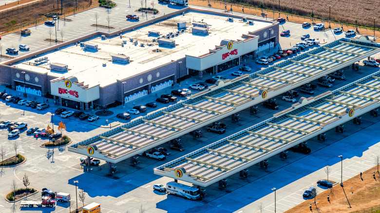 aerial view of Buc-ee's gas pumps