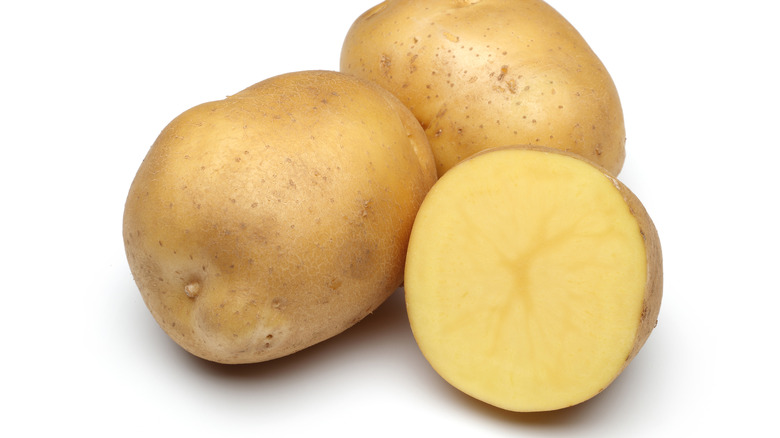 Potatoes against white