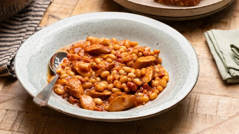 bowl of white bean and sausage stew