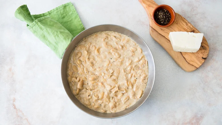 bowl of cacio e pepe butter beans