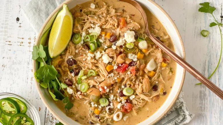 bowl of white chicken chili