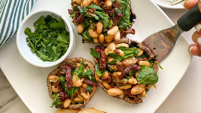 bean-stuffed portobello mushrooms