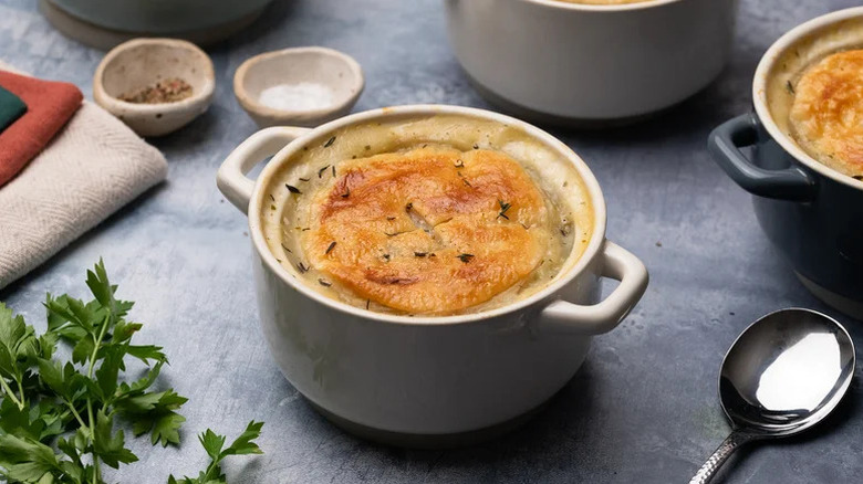 white bean pot pie in dish