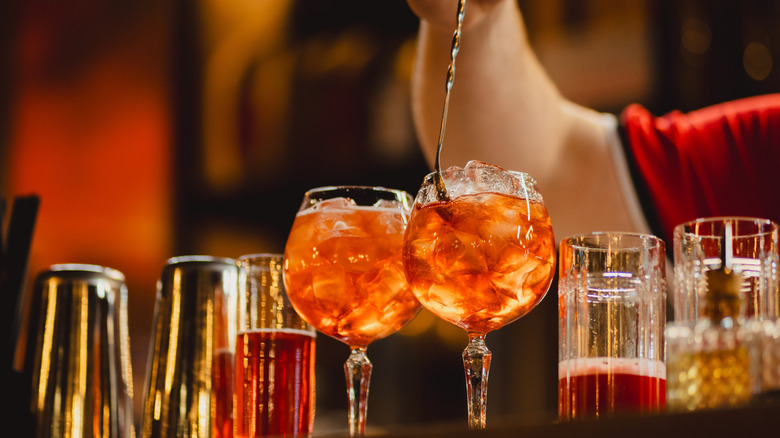 Aperol spritz cocktails at the bar