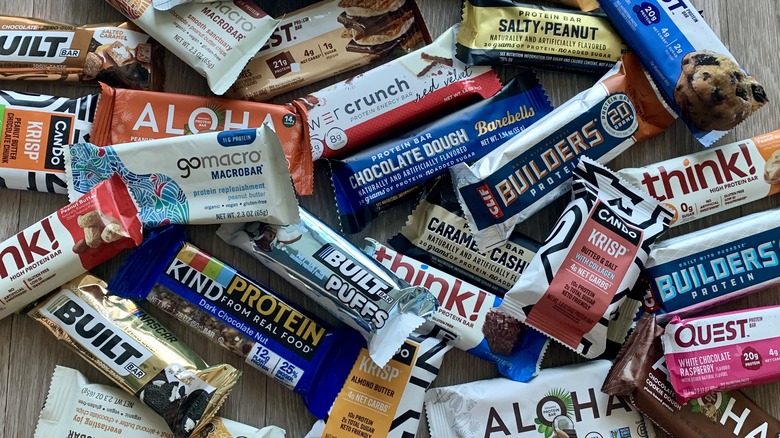 Protein bars on table
