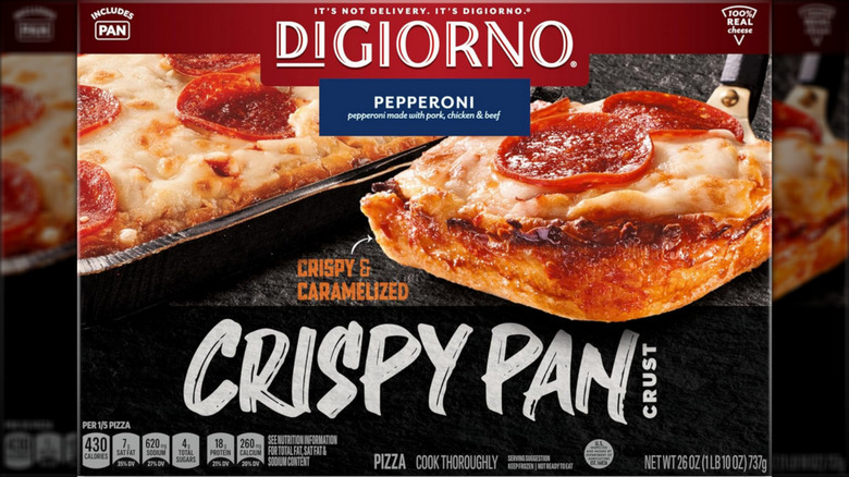 image of the label from a DiGiorno pepperoni Crispy Pan Crust frozen pizza