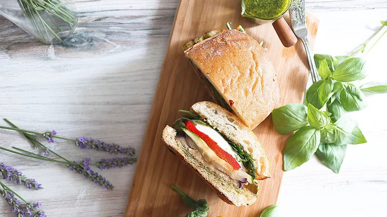Best Grilled Vegetable Sandwich on wooden board