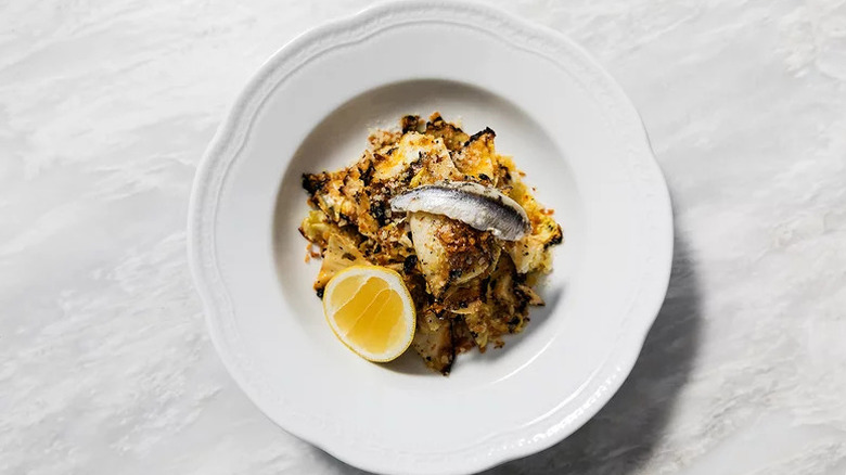 Grilled Caesar Cabbage on white plate