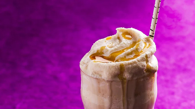 Hot Honey-Bourbon Slushie on purple background