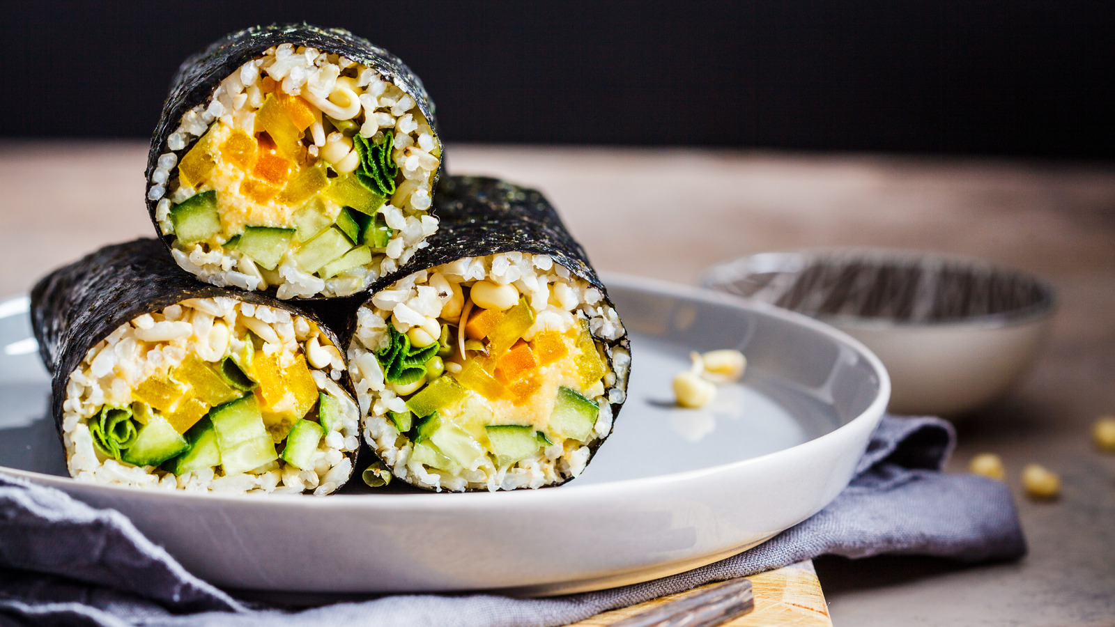 Homemade Vegan Sushi Rolls - Vibrant plate