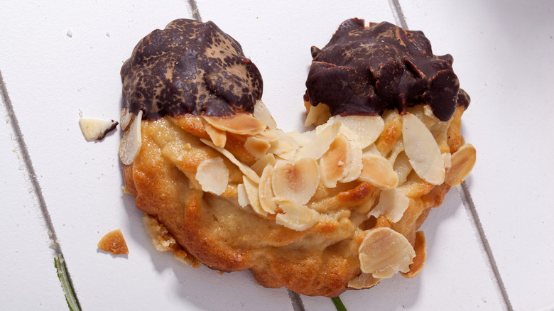 Almond horn with ends dipped in chocolate