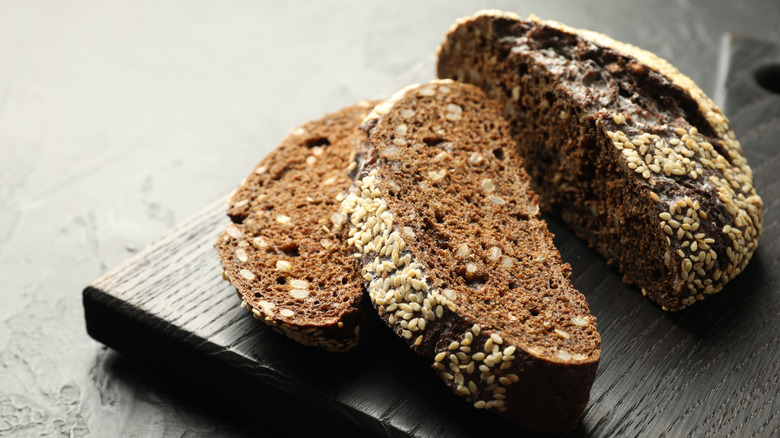 Loaf of schwarzbrot with seeds