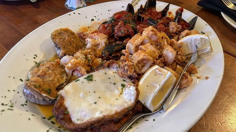 Huge plate of food at Antonio's Trattoria