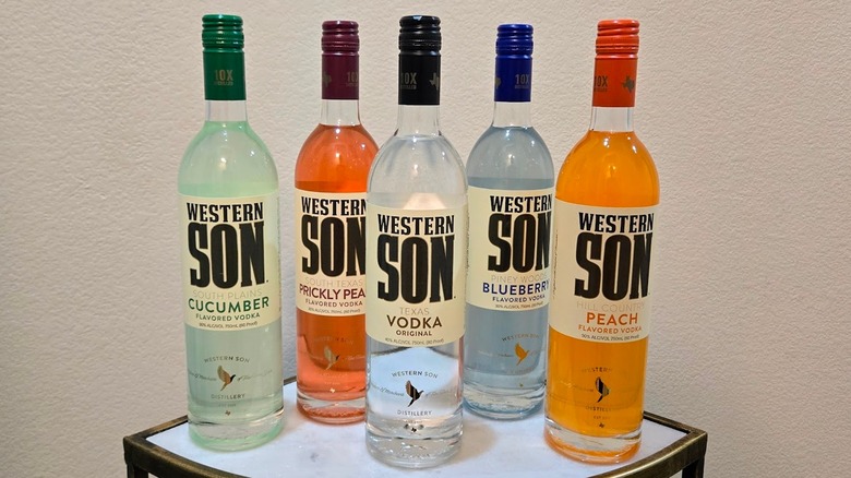 Bottles of Western Son unflavored and flavored vodka