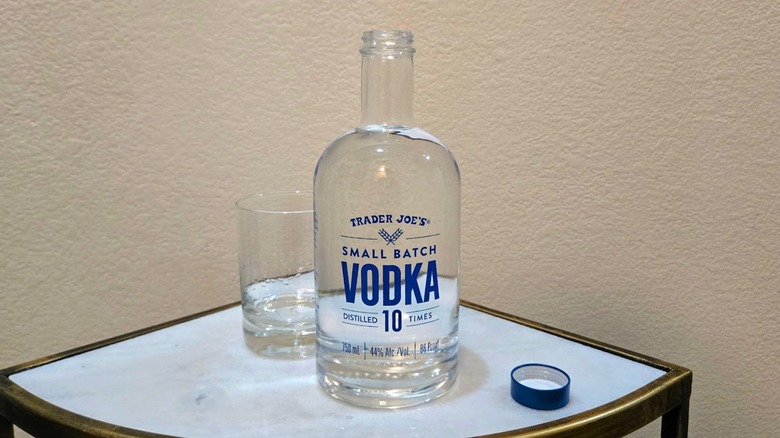 Bottle of Trader Joe's Small Batch vodka