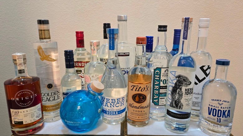 Bottles of American vodka